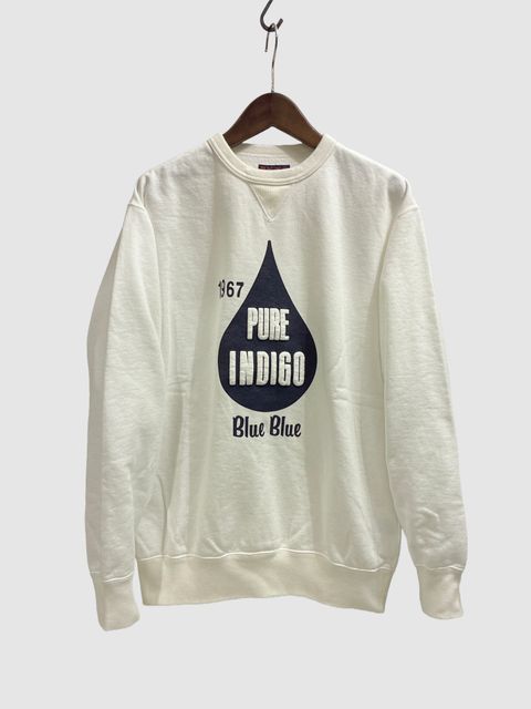 BLUE BLUE インディゴドロップ BB クルーネックスウェット/ ホワイト / ブルーブルー