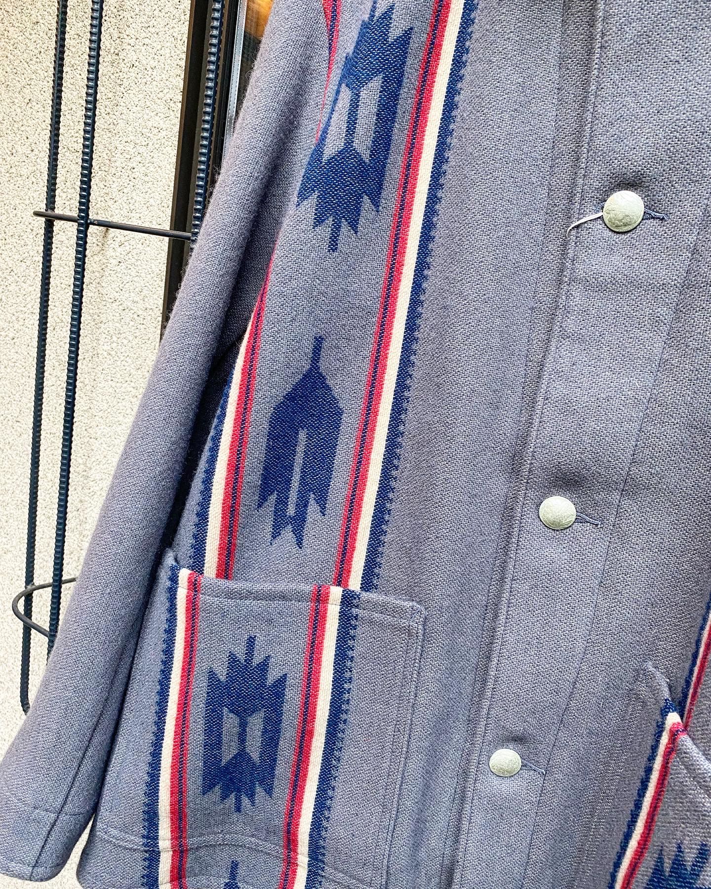 NATIVE AMERICAN WOOL BLANKET JACKET / ブランケットジャケット / チマヨ / ネイティブ柄 / グレー / SC14992
