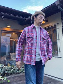 FICTION ROMANCE FANCY TWILL & DOUBLE WEAVE WORK SHIRT / ヘビーネルワークシャツ / ネルシャツ / チェックシャツ / WINE (170)