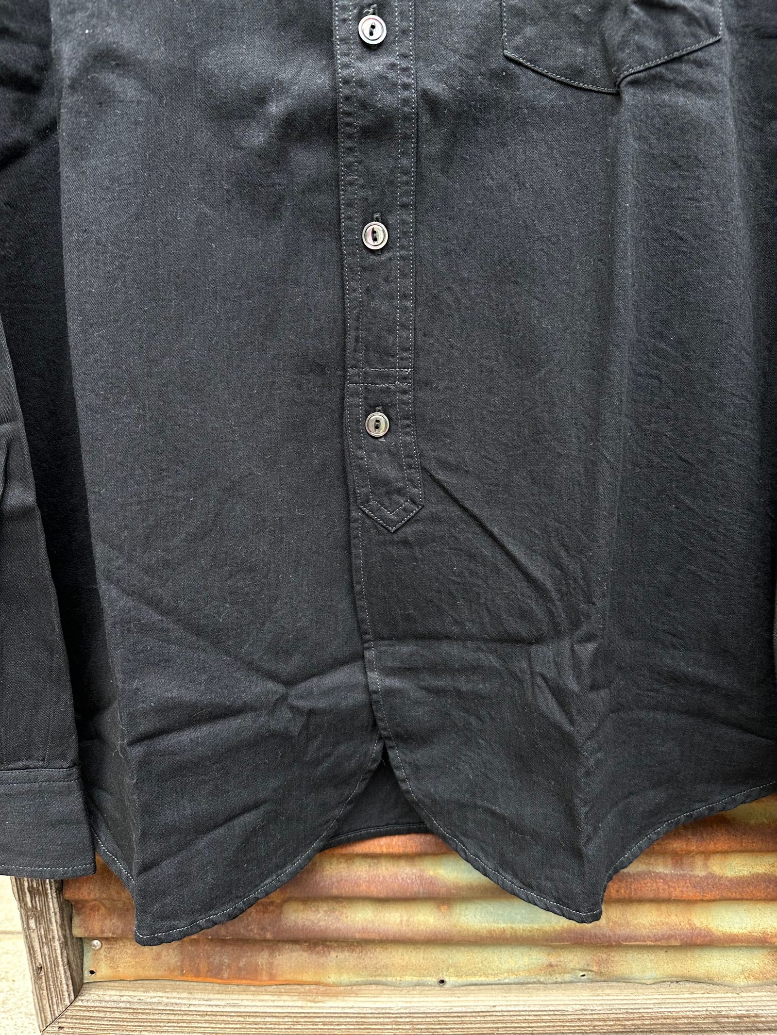 FOB FACTORY - F3470 / DENIM BAND COLLAR SHIRT / デニムバンドカラー