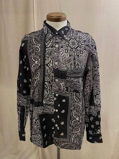 SKELTER SHIRTS / バンダナパッチワークBDシャツ / ブラック