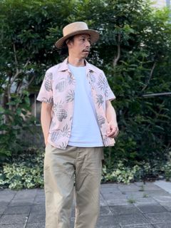 ALOHA SHIRT / “DUKE’S PINEAPPLE ” / コットンリネン / 半袖オープンシャツ / パイナップル柄 / アロハシャツ / ハワイアン / DK39092 / ピンク(162)