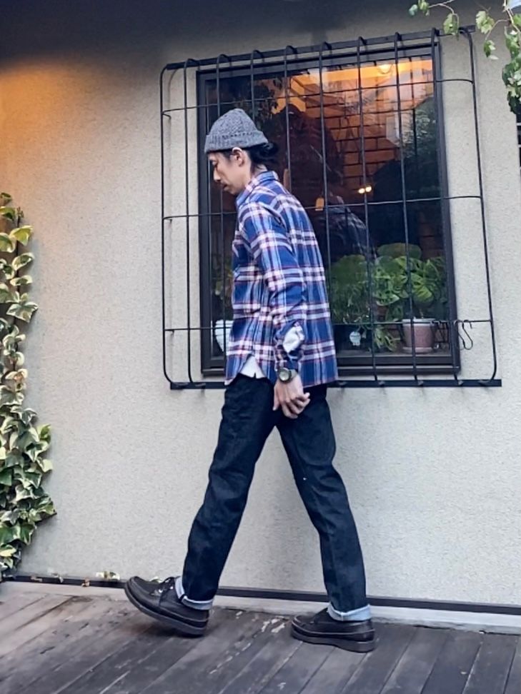 TWILL CHECK L/S WORK SHIRT / ヘビーネルワークシャツ / ネルシャツ / チェックシャツ / SC28746 / ネイビー