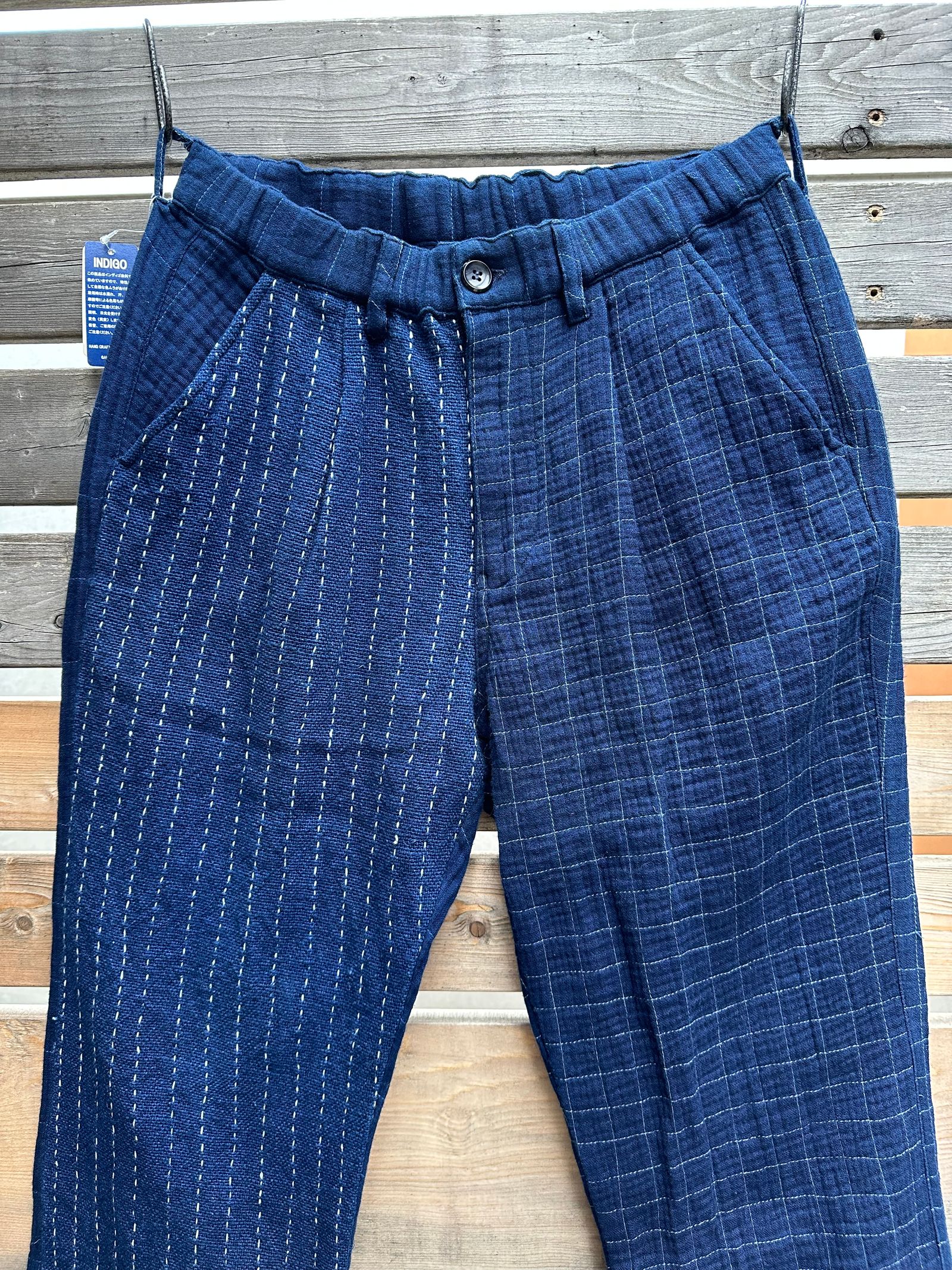 【LUCKY “福”SALE】INDIGO Wガーゼステッチワーク 3ピースセット(ジャケット×ベスト×パンツ)Mサイズ