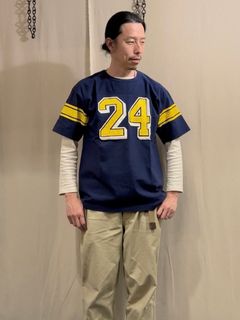 WHITESVILLE / ホワイツビル 14/- HALF SLEEVE FOOTBALL T-SHIRT  W/PRINT/ ナンバリング半袖フットボールTシャツ / WV79156 ネイビー(128)