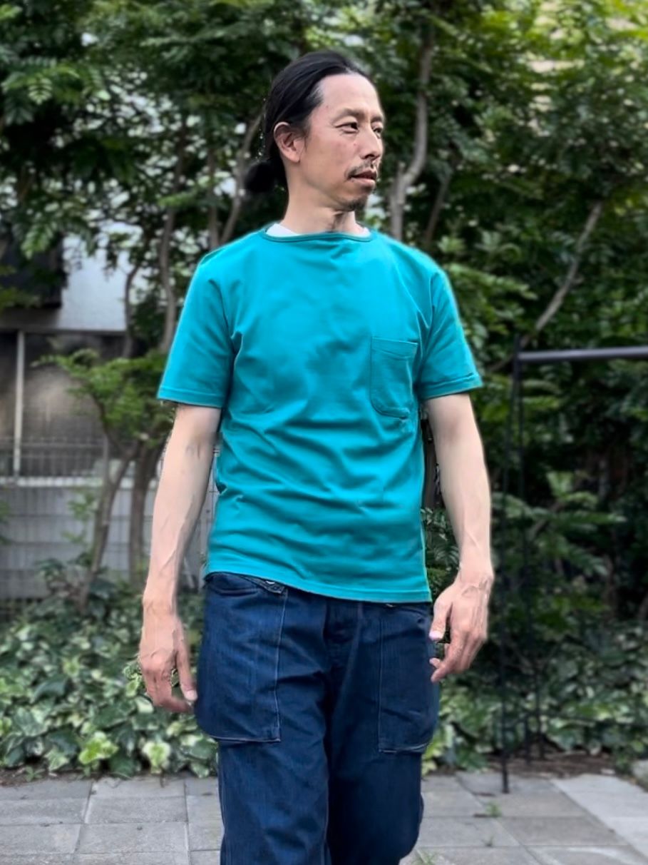 te500 / SUMMER KNIT PK T-SHIRTS / サマーニット / ポケットTシャツ / SEA BLUE