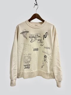 ビッグジョン / ハンドレタリングプリント クルーネックスウェットシャツ/ ナチュラル / MTE013[Hand- paint style] CREWNECK SWEATSHIRT