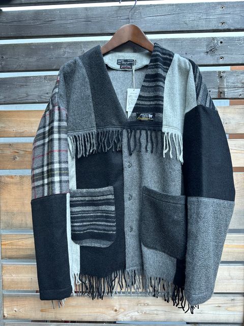 EDGE CARDIGAN / カシミヤマフラーリメイクカーディガン / ブラック①