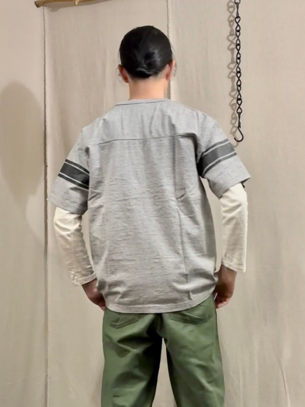 WHITESVILLE / ホワイツビル 14/- HALF SLEEVE FOOTBALL T-SHIRT  W/PRINT/ ナンバリング半袖フットボールTシャツ / WV79156 ヘザーグレー(113)