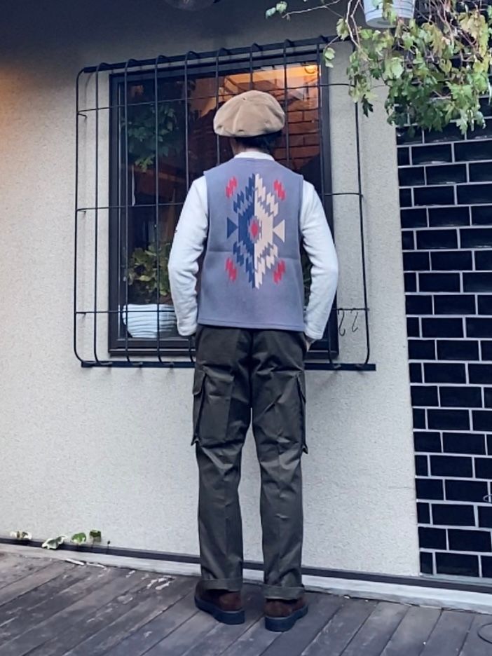 NATIVE AMERICAN WOOL BLANKET VEST / ブランケット / チマヨベスト / ネイティブ柄 / グレー / SC14993
