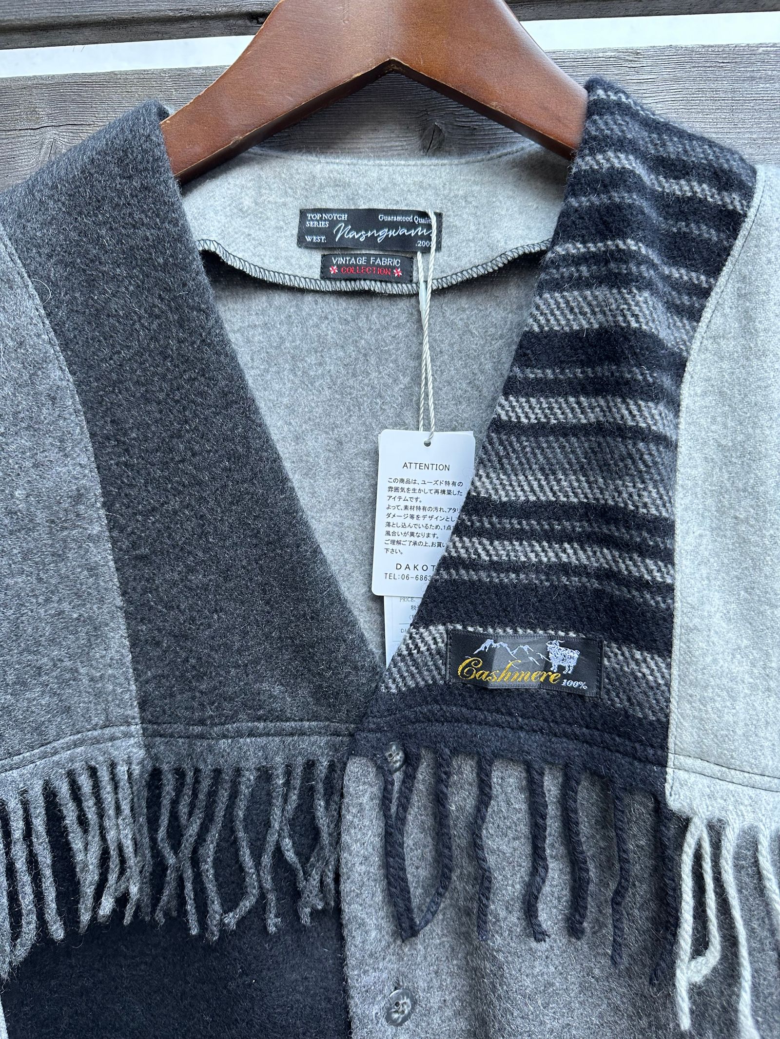 EDGE CARDIGAN / カシミヤマフラーリメイクカーディガン / ブラック①