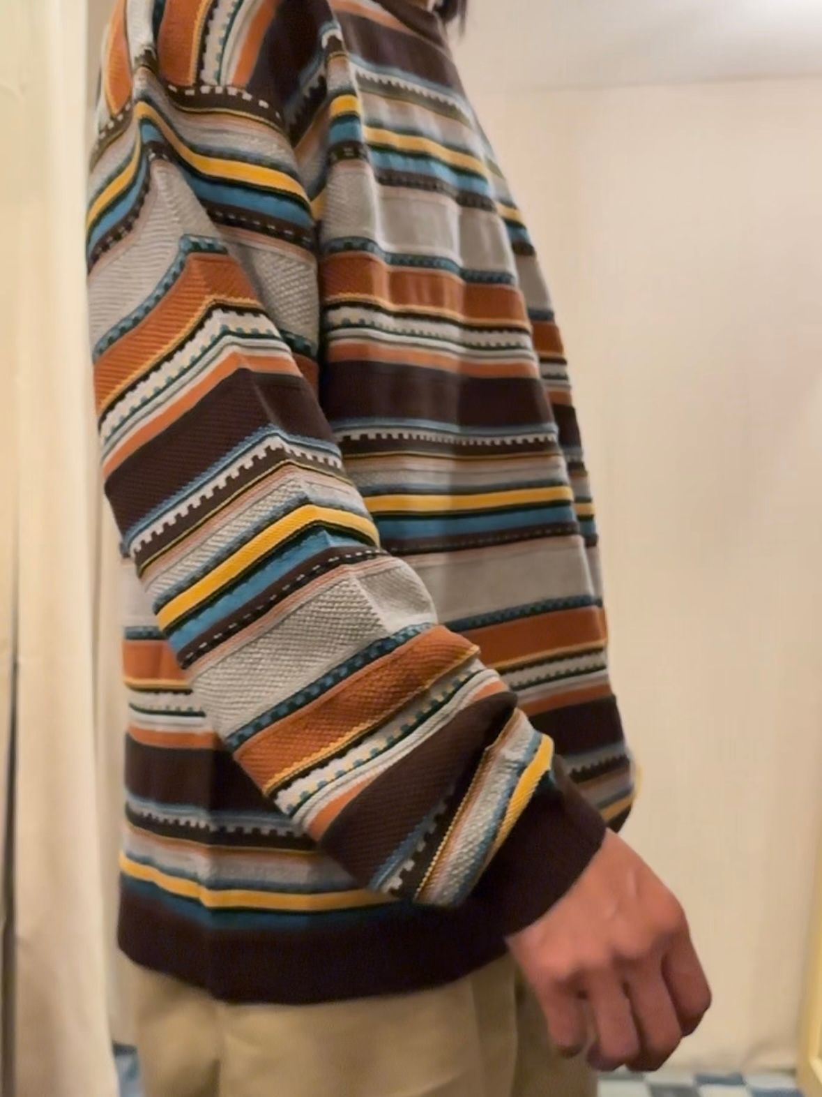 90's BORDER KNIT / グレー( ブラウン系 )