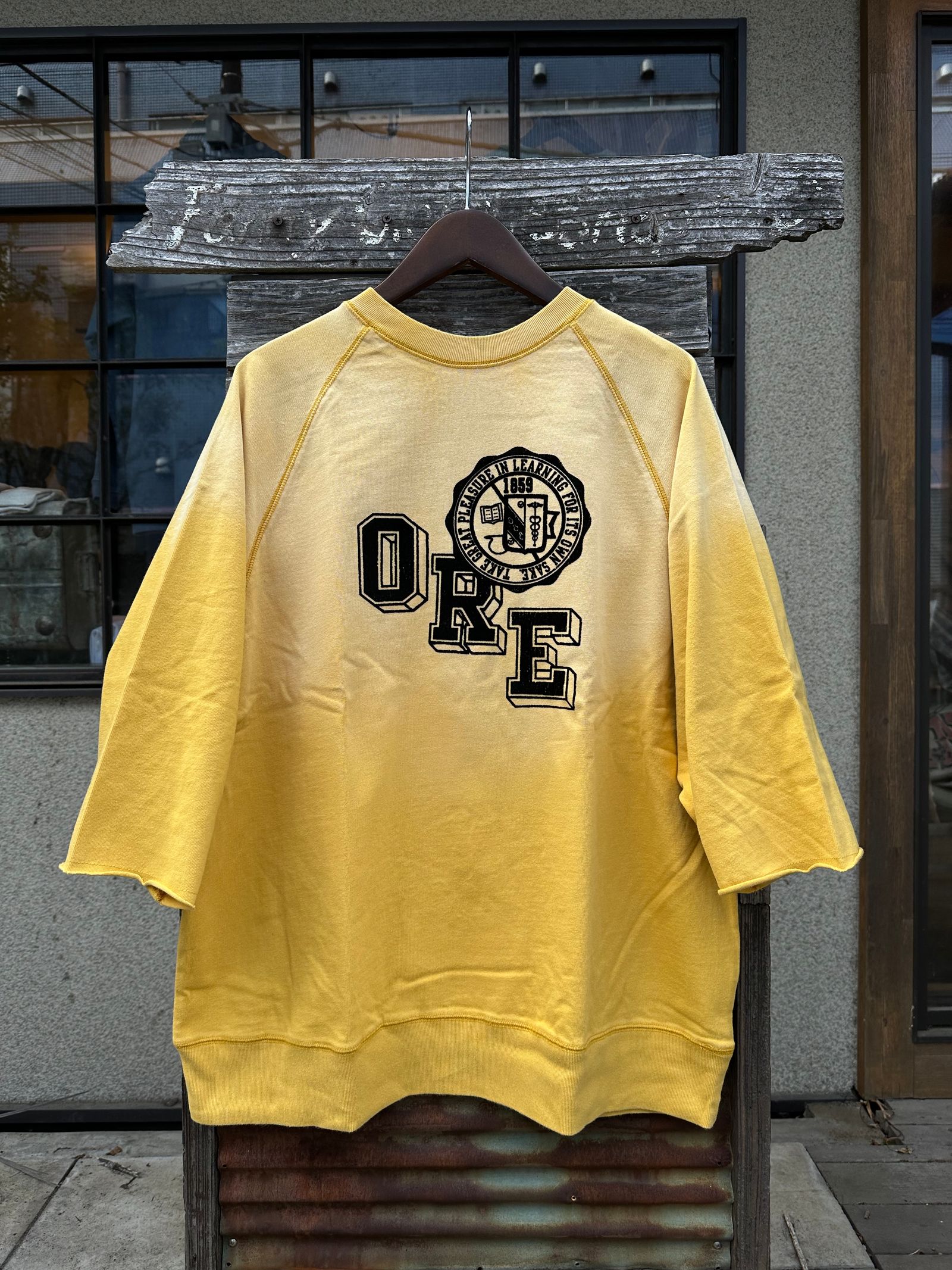 SCREEN STARS / スクリーンスターズ / Amecaji 3/4 slv Tee /アメカジ七分袖Tシャツ / フロッキープリント / イエロー