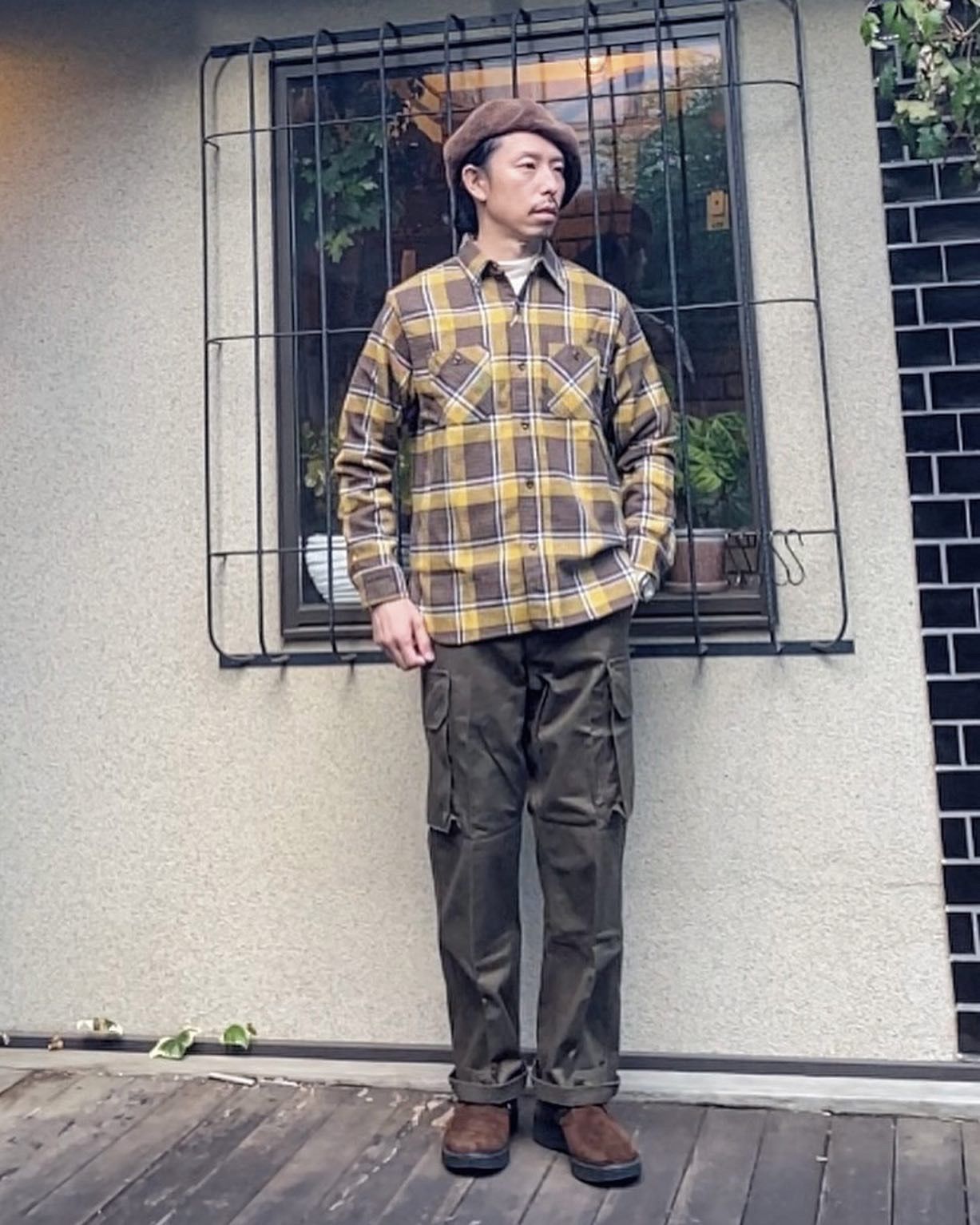 TWILL CHECK L/S WORK SHIRT / ヘビーネルワークシャツ / ネルシャツ / チェックシャツ / SC28741 / ブラウン