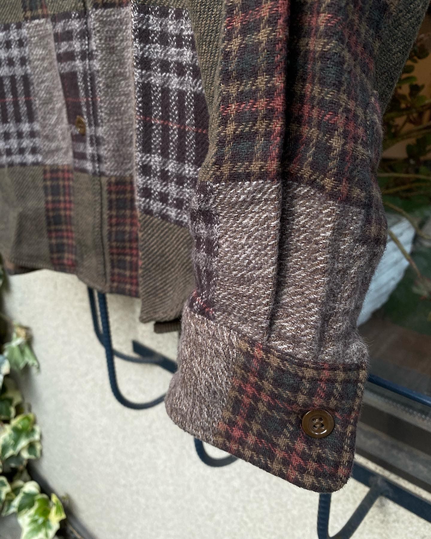 PATCH WORK CHECK WORK SHIRT / ヘビーネルワークシャツ / ネルシャツ / チェックシャツ / パッチワーク / BROWN (138)