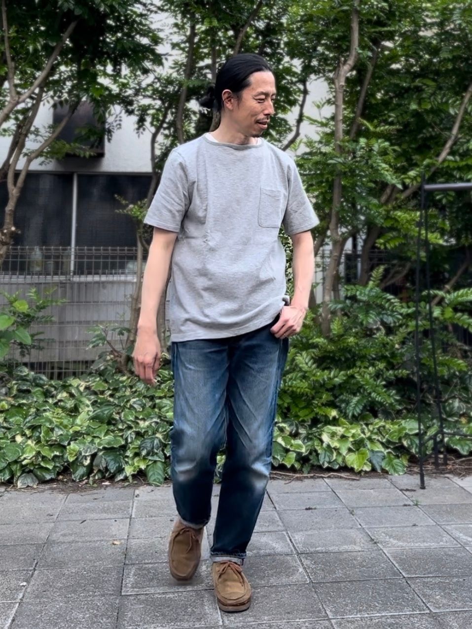 te001SSPK / HDCS ポケットTシャツ / 半袖バスクシャツ / ミックスグレー