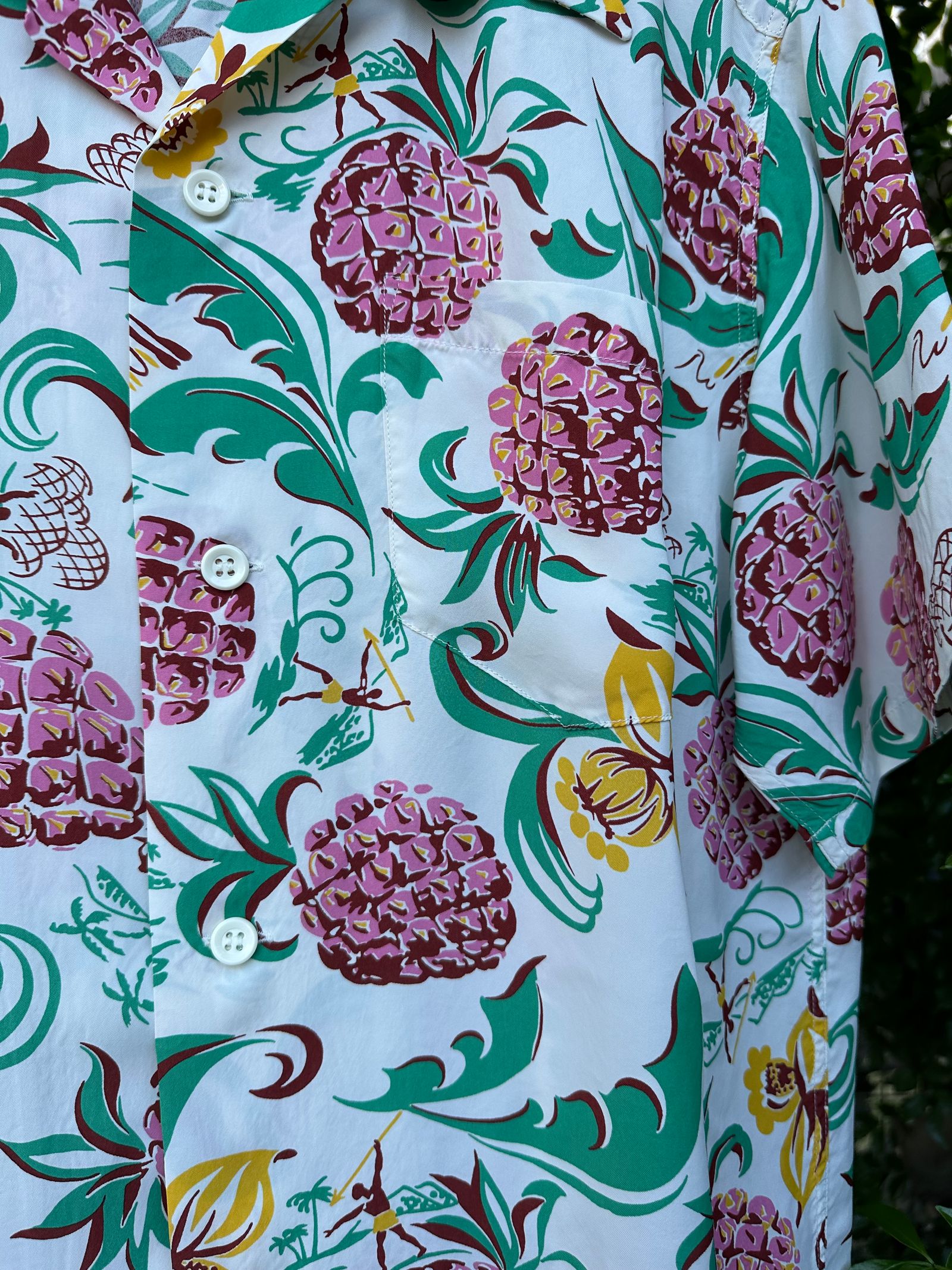ALOHA SHIRTS “ ISLAND FEELING ”  /半袖レーヨンシャツ / アロハシャツ / ハワイアン / パイナップル柄 / SS39022 / オフホワイト (105)