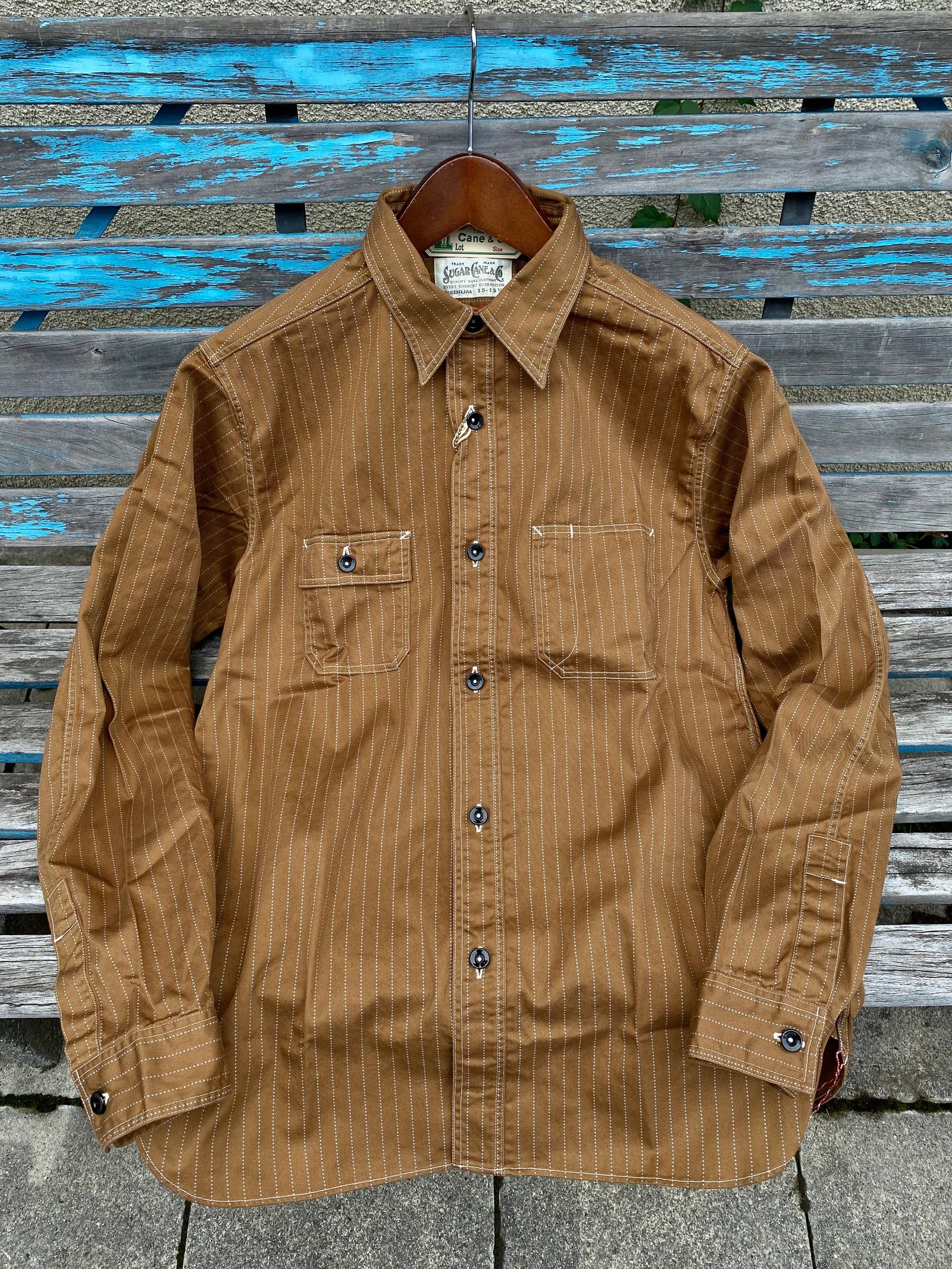 SC28516 / FICTION ROMANCE 8.5oz. BROWN WABASH STRIPE WORK SHIRT / ブラウンウォバッシュ ストライプワークシャツ