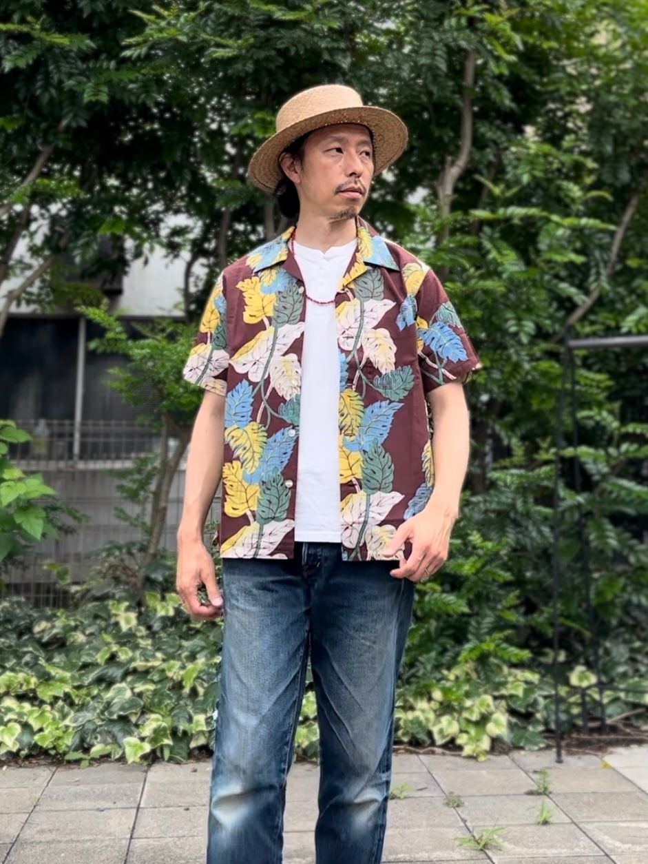 ALOHA SHIRT / “MONSTERA” / コットンリネン / 半袖オープンシャツ / モンステラ / アロハシャツ / ハワイアン / DK39093 / ブラウン(138)