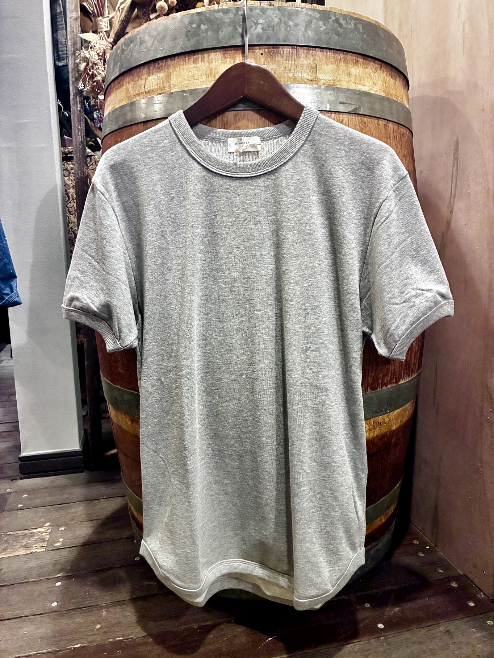 ミニ裏毛半袖リブTシャツ ヘザーグレー