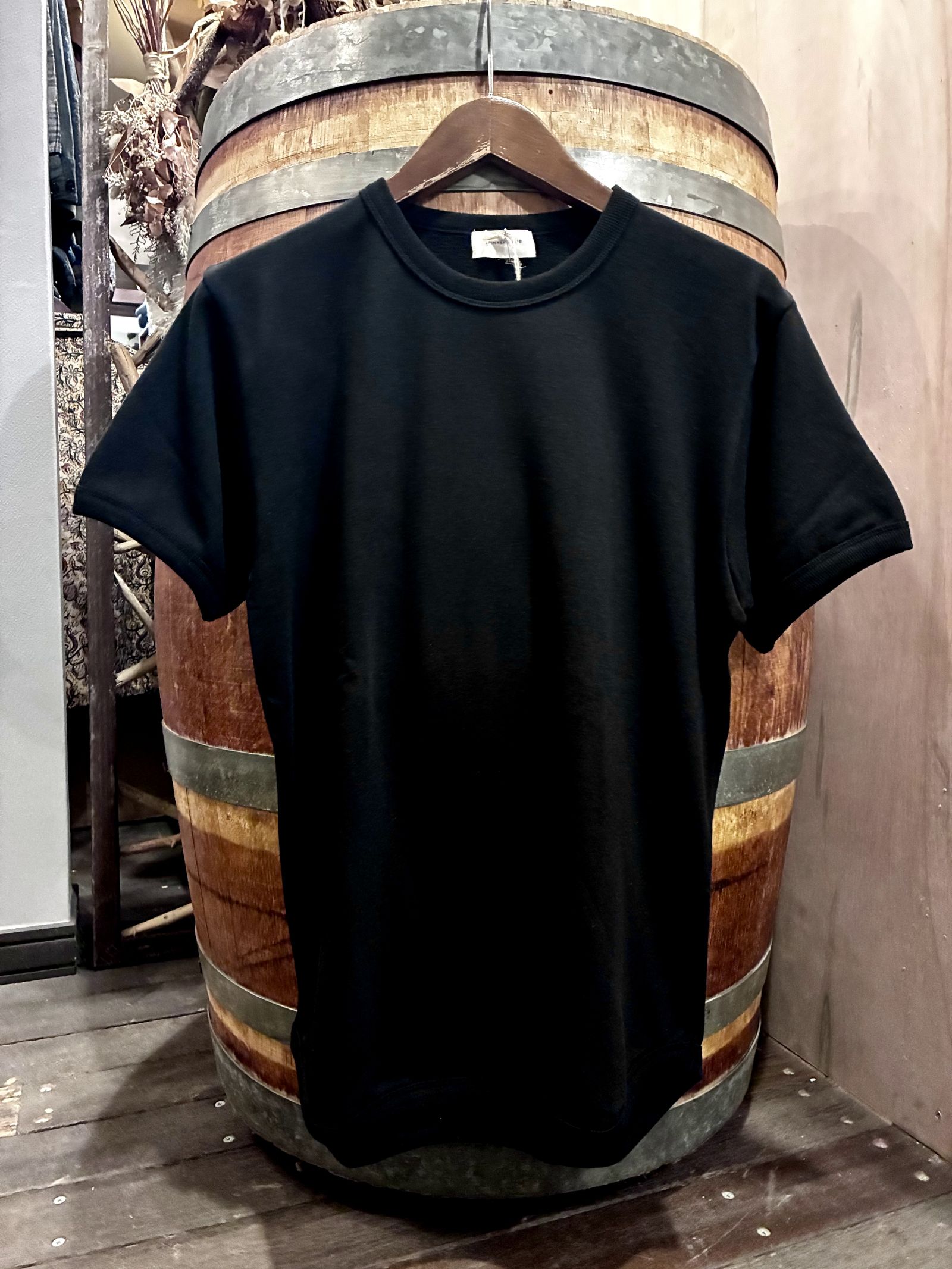 ミニ裏毛半袖リブTシャツ ブラック