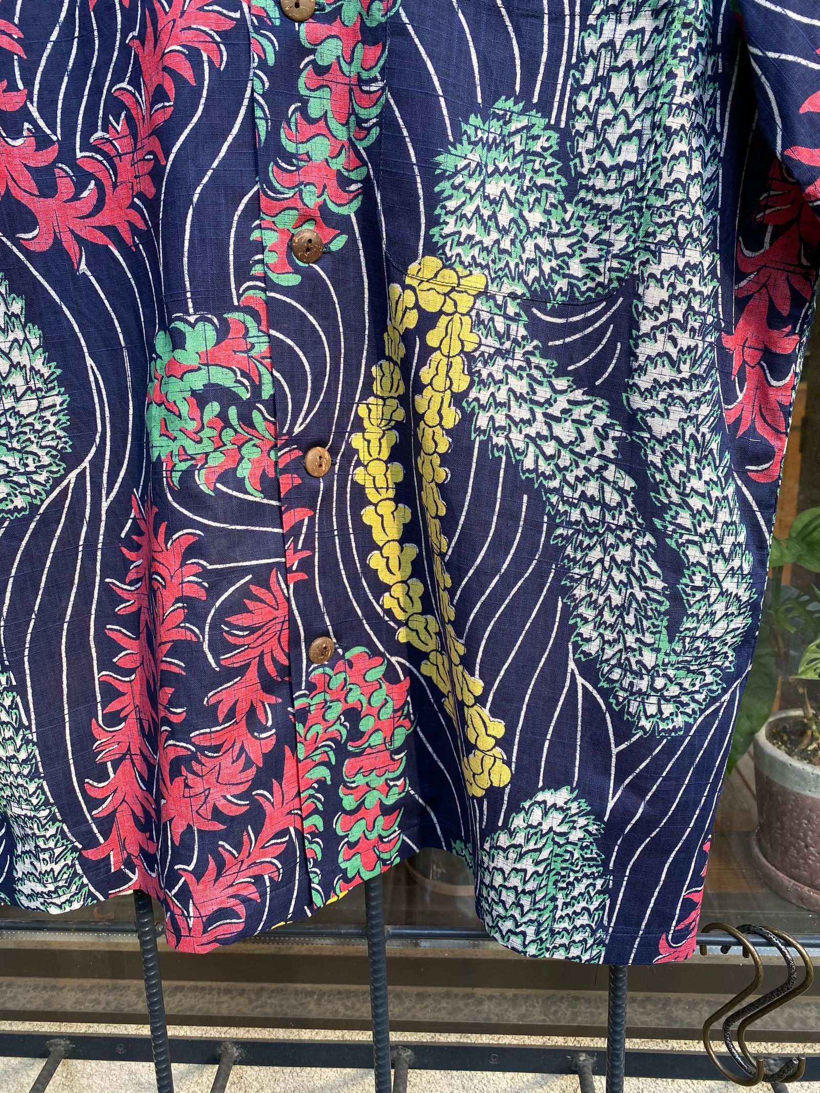 LEI HAWAIIAN STYLE / コットンリネン / 半袖 / アロハシャツ / ハワイアン / ボーダー / ジョン・メイグス / ネイビー(128) / SS38688