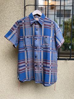シュガーケーン / TWIST MOCK DOBBY CHECK S/S WORK SHIRT / 半袖ワークシャツ / チェックシャツ / ブルー