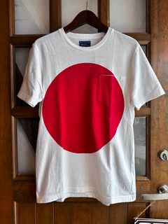 BLUE BLUE JAPAN ブルーブルージャパン/ムライトテンジクオオマルクルーネックポケットTシャツ / レッド