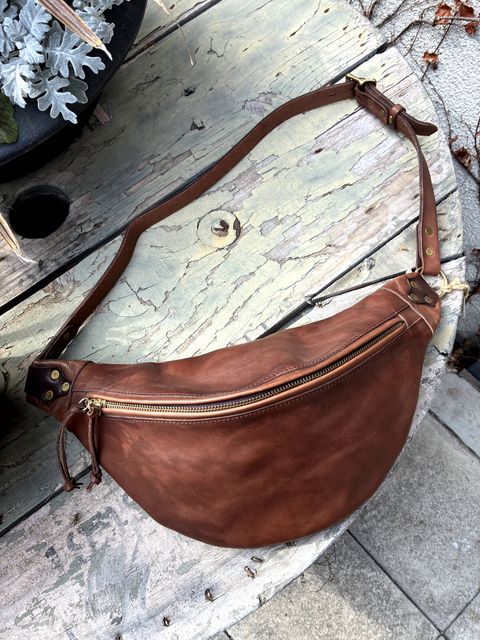 レザートラベルウエストバッグ / ポーチ / ブラウン