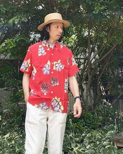 SPECIAL EDITION “TROPICAL VIEW” / 半袖レーヨンシャツ / アロハシャツ / ハワイアン / スペシャル / ヤシの木 / ハイビスカス / レッド (165)