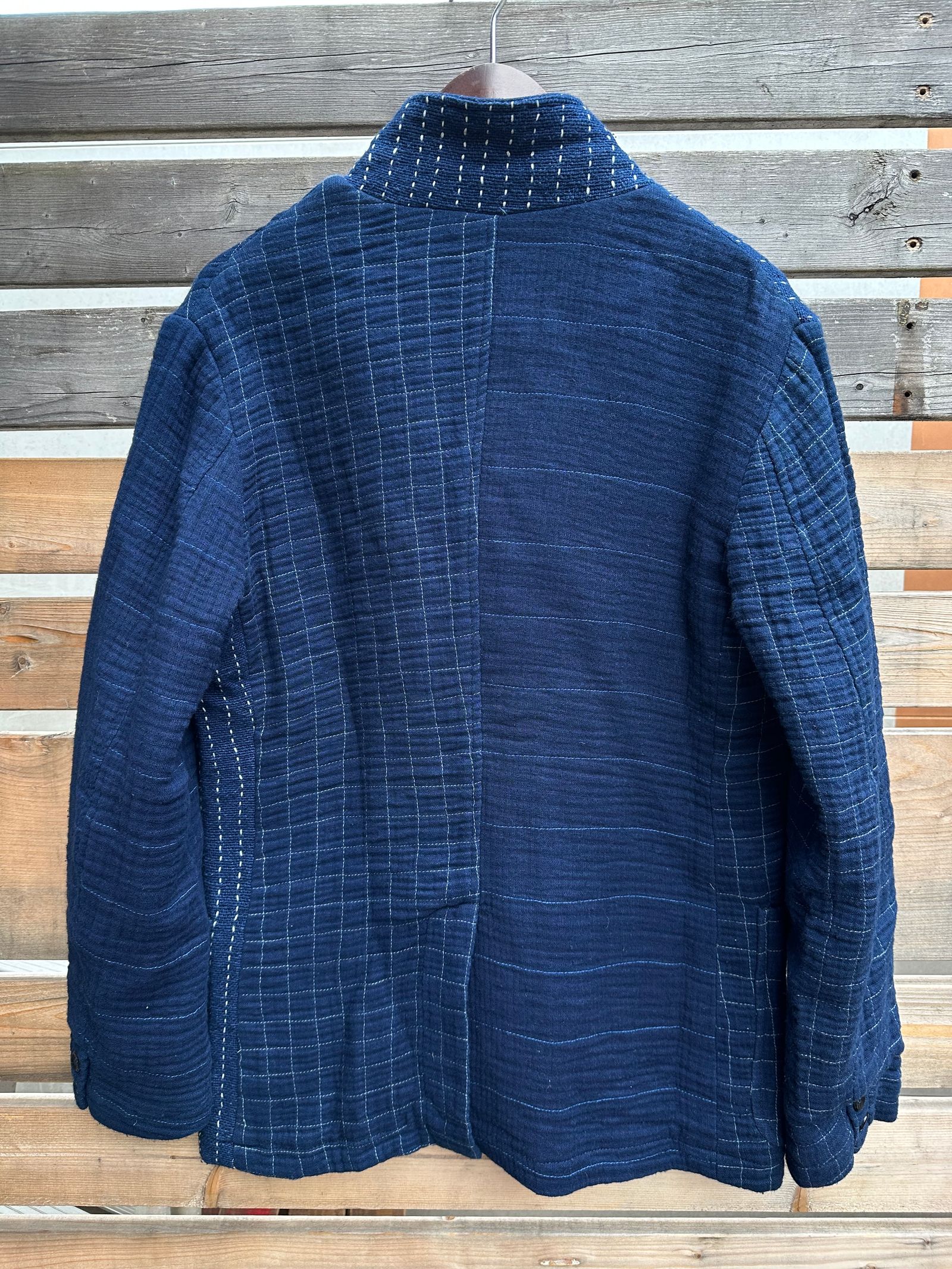 【LUCKY “福”SALE】INDIGO Wガーゼステッチワーク 3ピースセット(ジャケット×ベスト×パンツ)Mサイズ