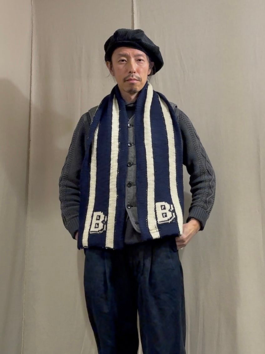 BBストライプリバーシブルマフラー / ネイビー