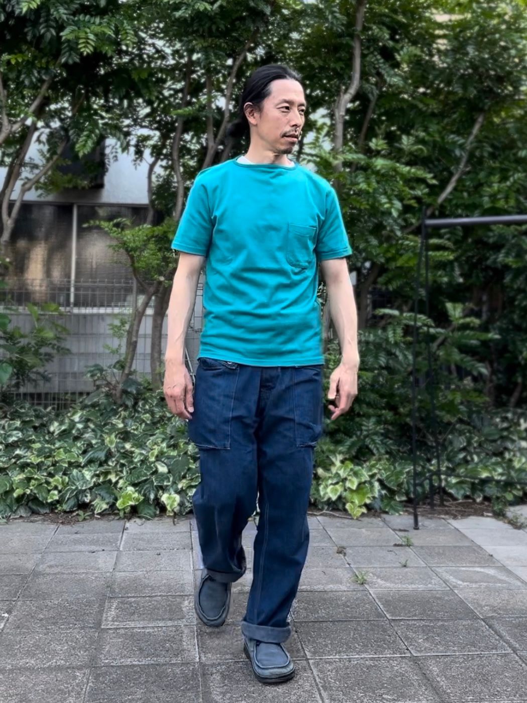 te500 / SUMMER KNIT PK T-SHIRTS / サマーニット / ポケットTシャツ / SEA BLUE