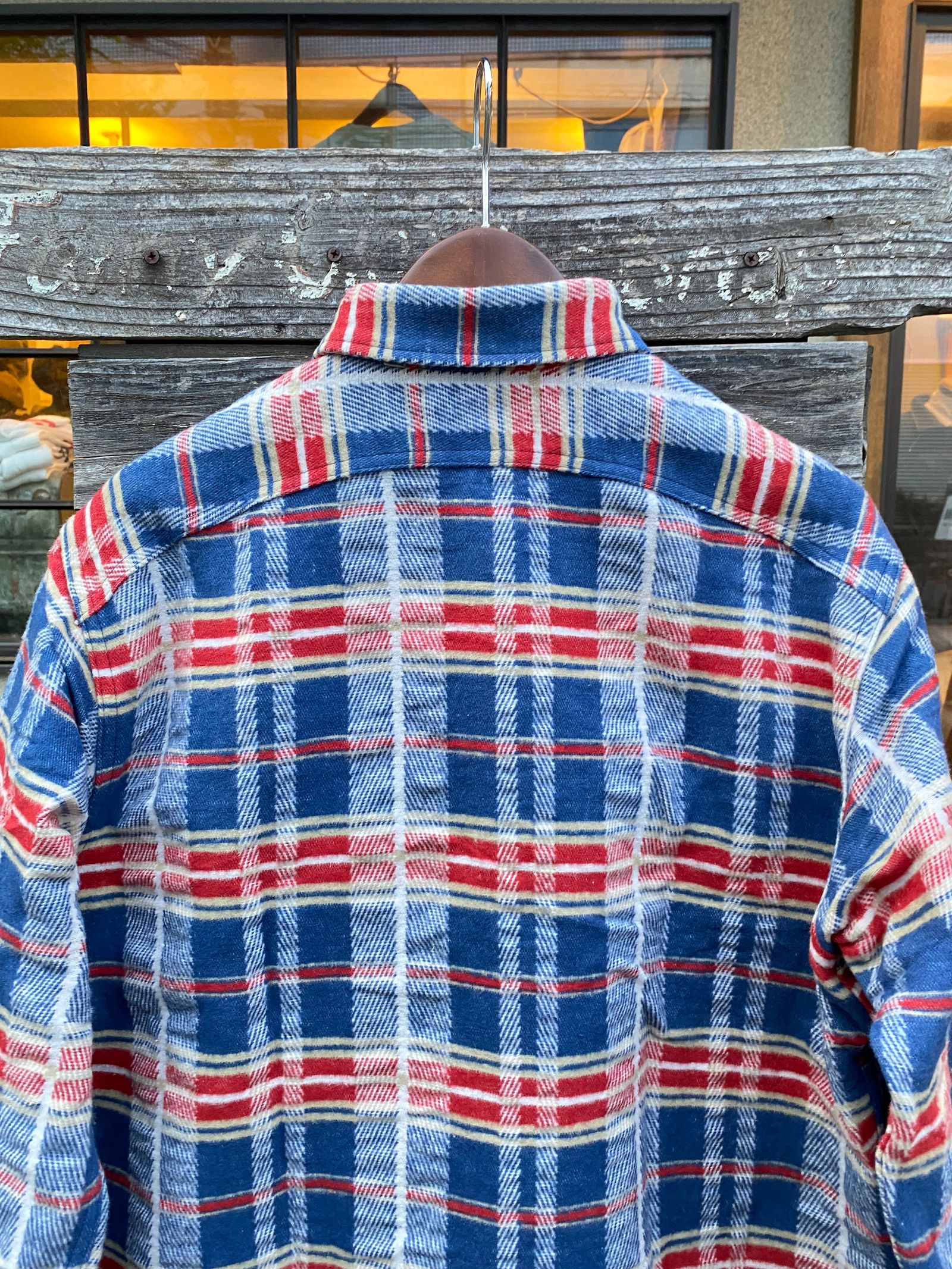 FICTION ROMANCE FANCY TWILL & DOUBLE WEAVE WORK SHIRT / ヘビーネルワークシャツ / ネルシャツ / チェックシャツ / NAVY (128)