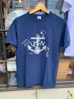 バズリクソンズ×ピーナッツ S/S T-SHIRT "USN" / スヌーピーTシャツ / ネイビー