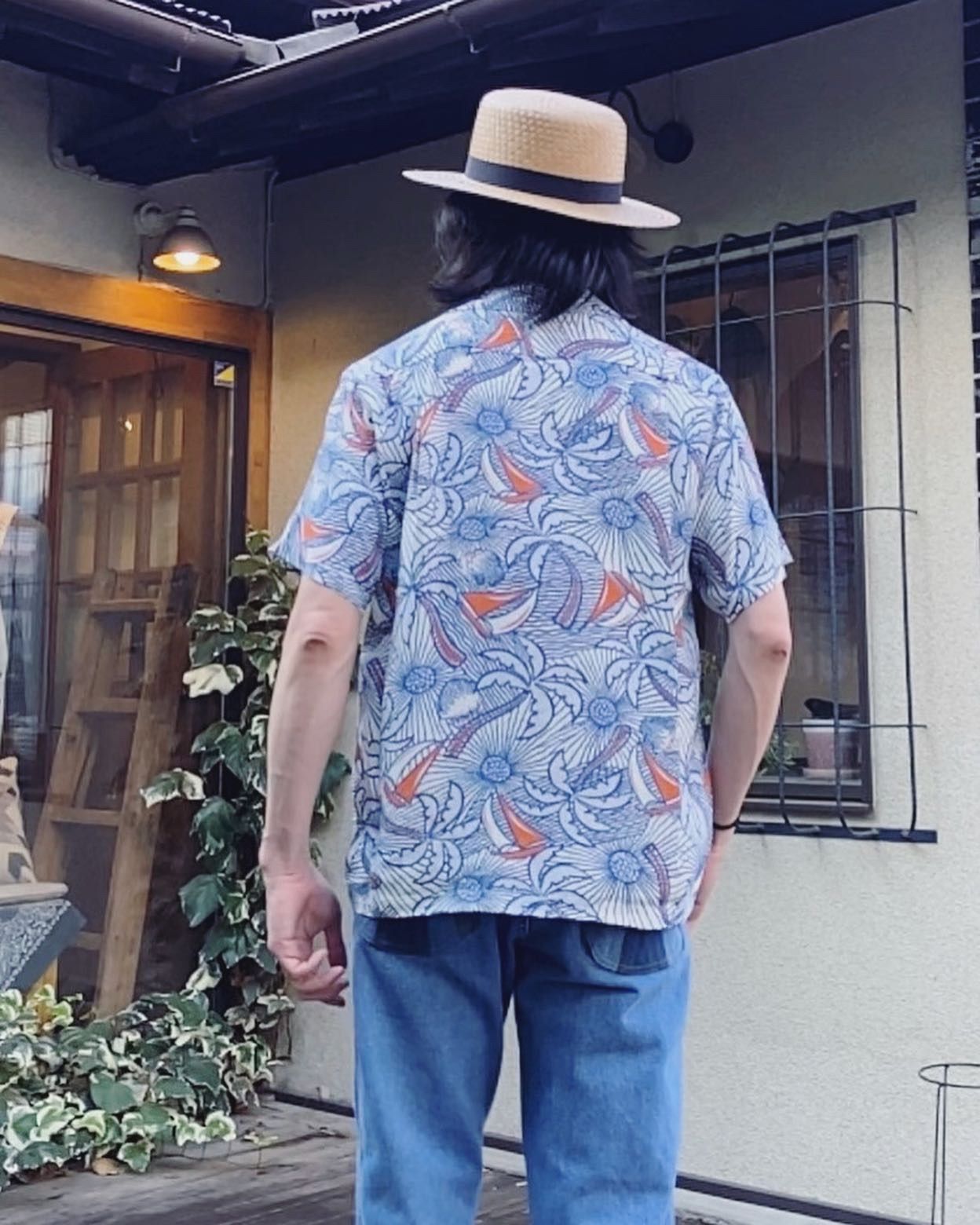 ALOHA SHIRTS “PALM BREEZING UP” / 半袖レーヨンシャツ / アロハシャツ / ハワイアン / ヤシの木 / SS38798 / クリーム (155)