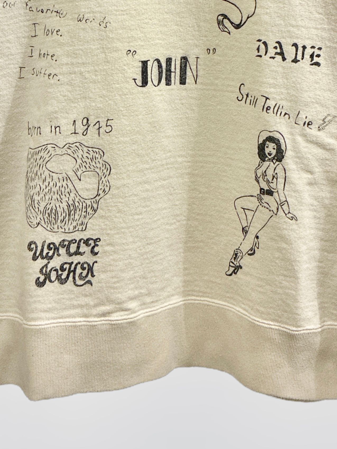 ビッグジョン / ハンドレタリングプリント クルーネックスウェットシャツ/ ナチュラル / MTE013[Hand- paint style] CREWNECK SWEATSHIRT