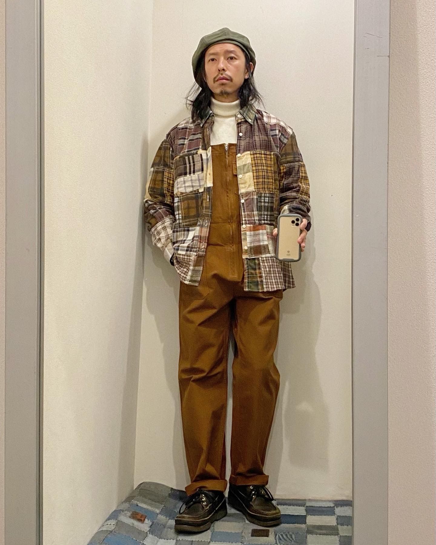 エフオービーファクトリー / FOB FACTORY / ダックオーバーオール ブラウン