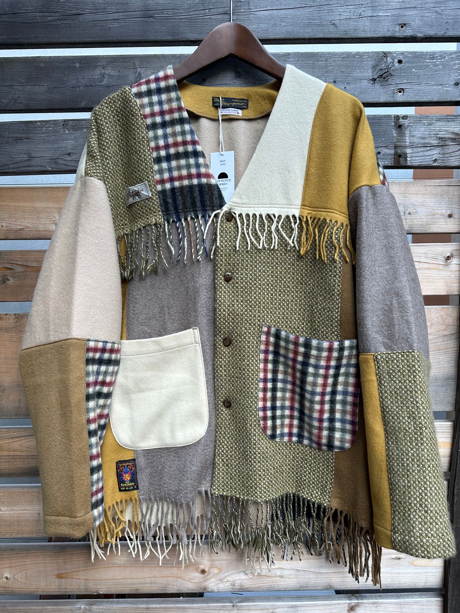 EDGE CARDIGAN / カシミヤマフラーリメイクカーディガン / ブラウン②