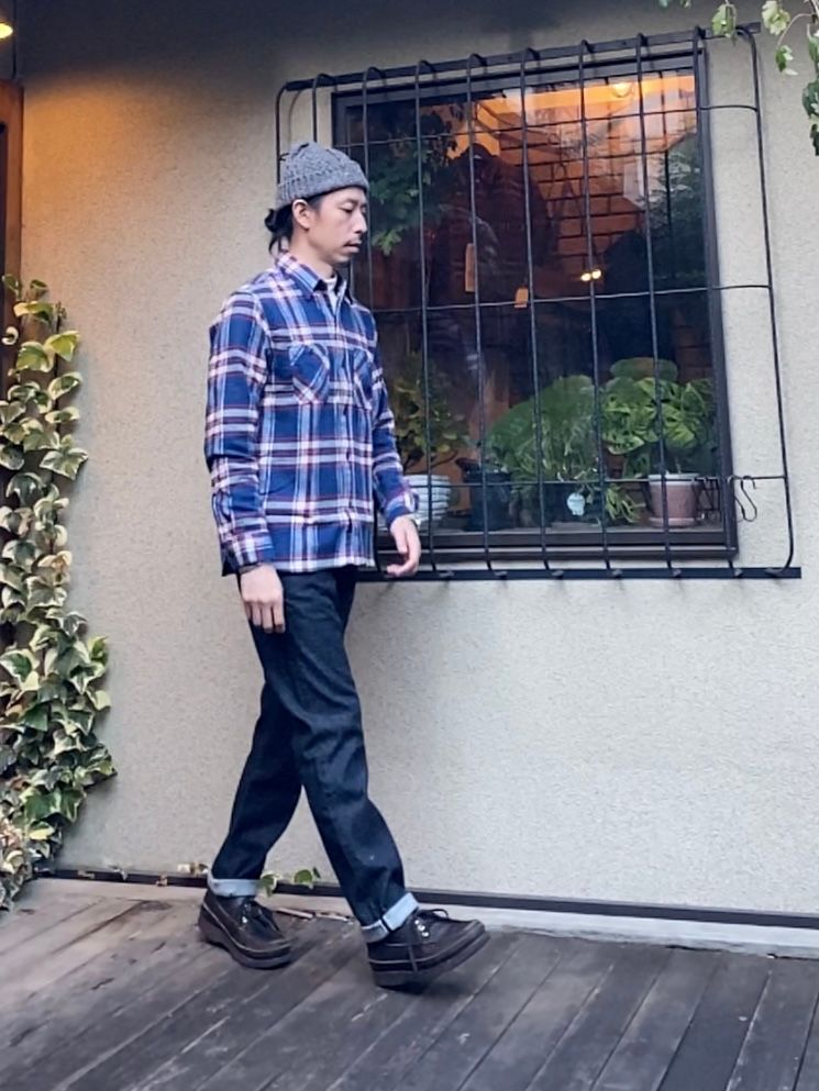 TWILL CHECK L/S WORK SHIRT / ヘビーネルワークシャツ / ネルシャツ / チェックシャツ / SC28746 / ネイビー