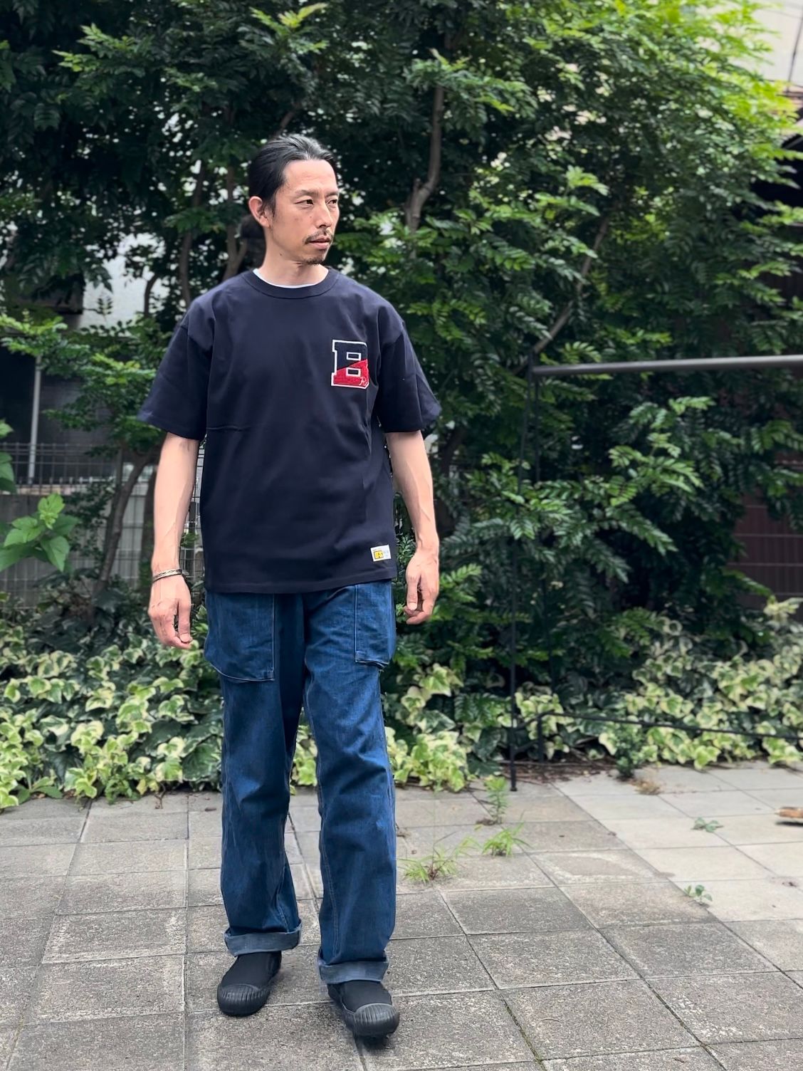 RUSSELL × BLUEBLUE / カレッジB Tシャツ2 / ネイビー