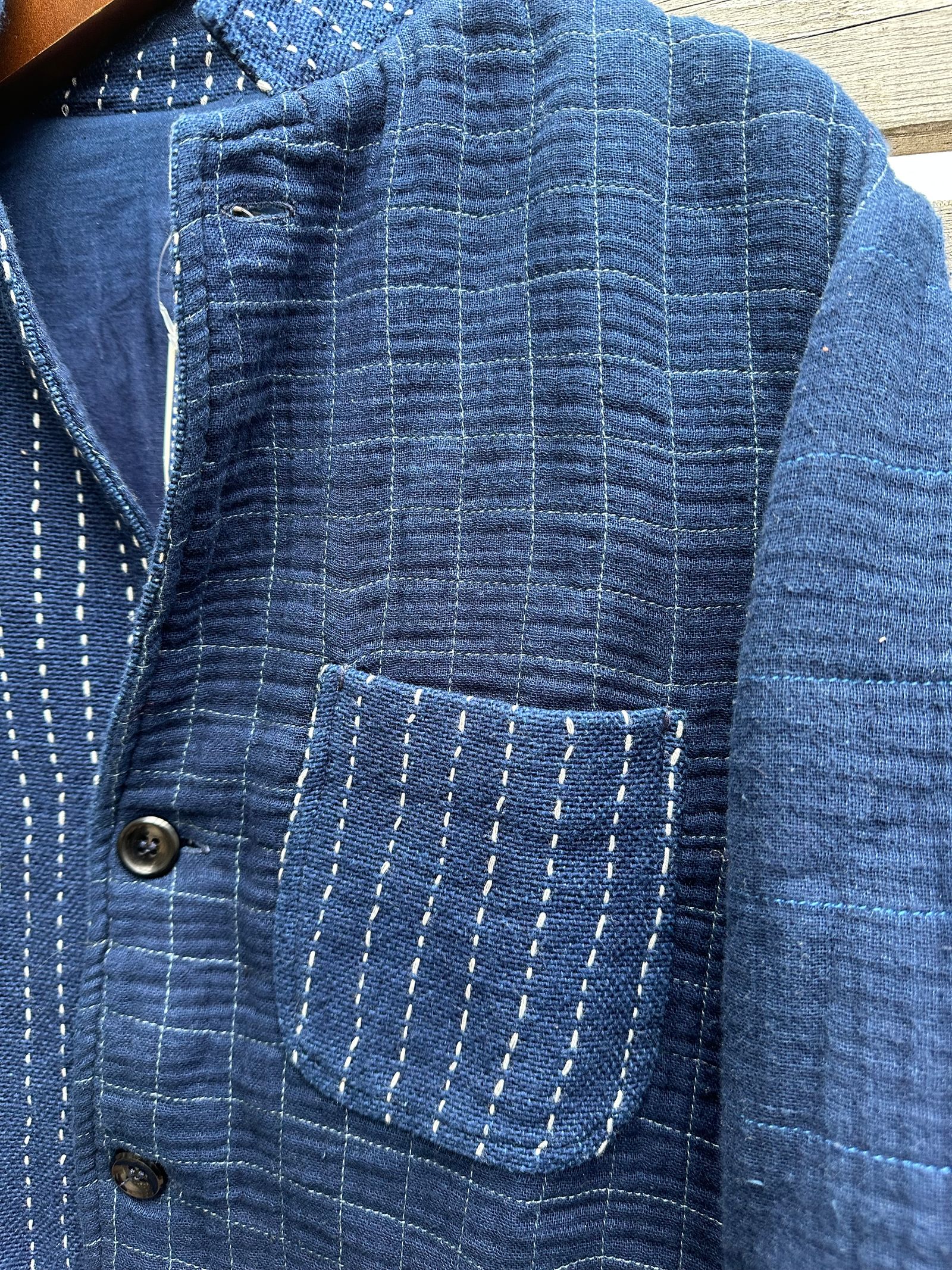 【LUCKY “福”SALE】INDIGO Wガーゼステッチワーク 3ピースセット(ジャケット×ベスト×パンツ)Mサイズ