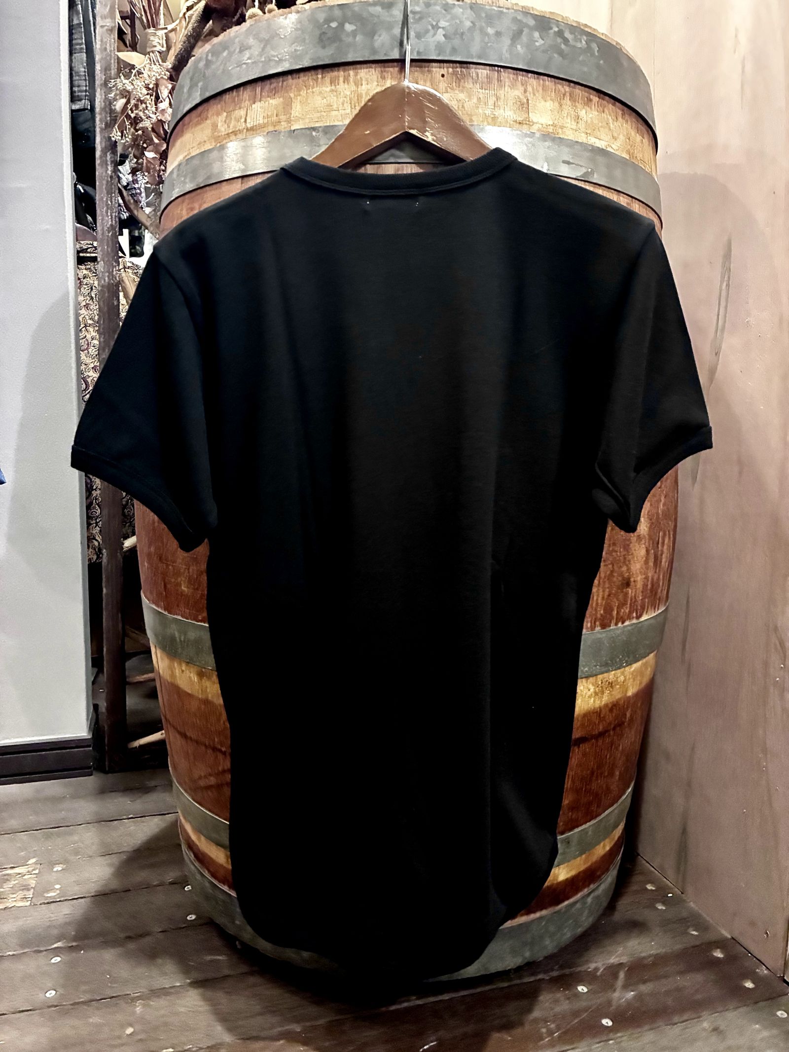 ミニ裏毛半袖リブTシャツ ブラック