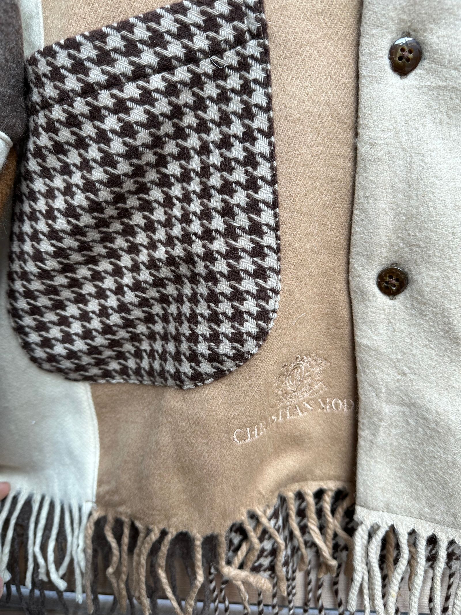 EDGE CARDIGAN / カシミヤマフラーリメイクカーディガン / ブラウン①