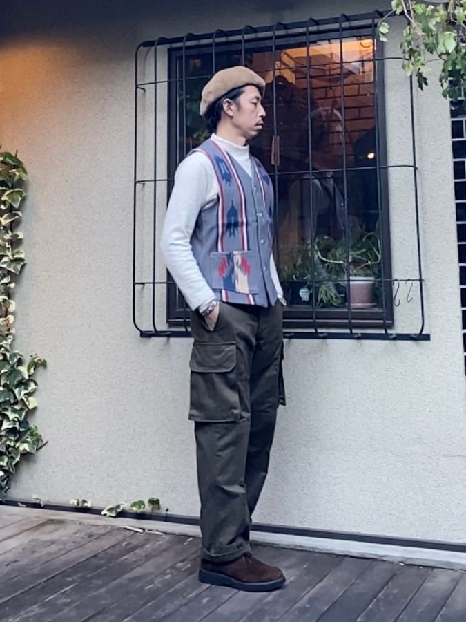 NATIVE AMERICAN WOOL BLANKET VEST / ブランケット / チマヨベスト / ネイティブ柄 / グレー / SC14993