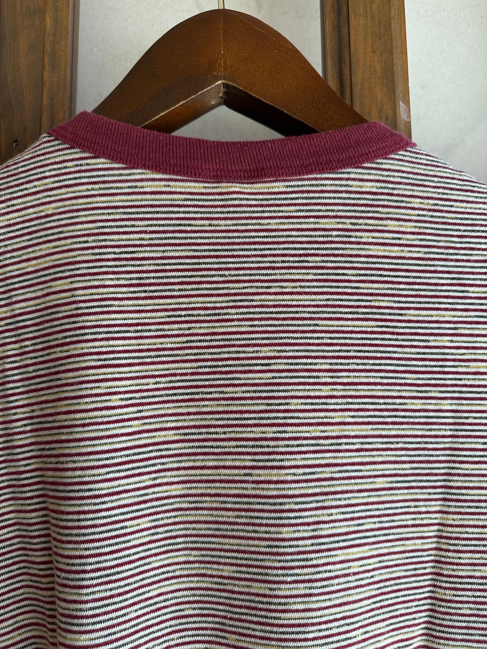 LATE 90's DEADSTOCK STRIPE TEE / マルチボーダーTシャツ / バーガンディー