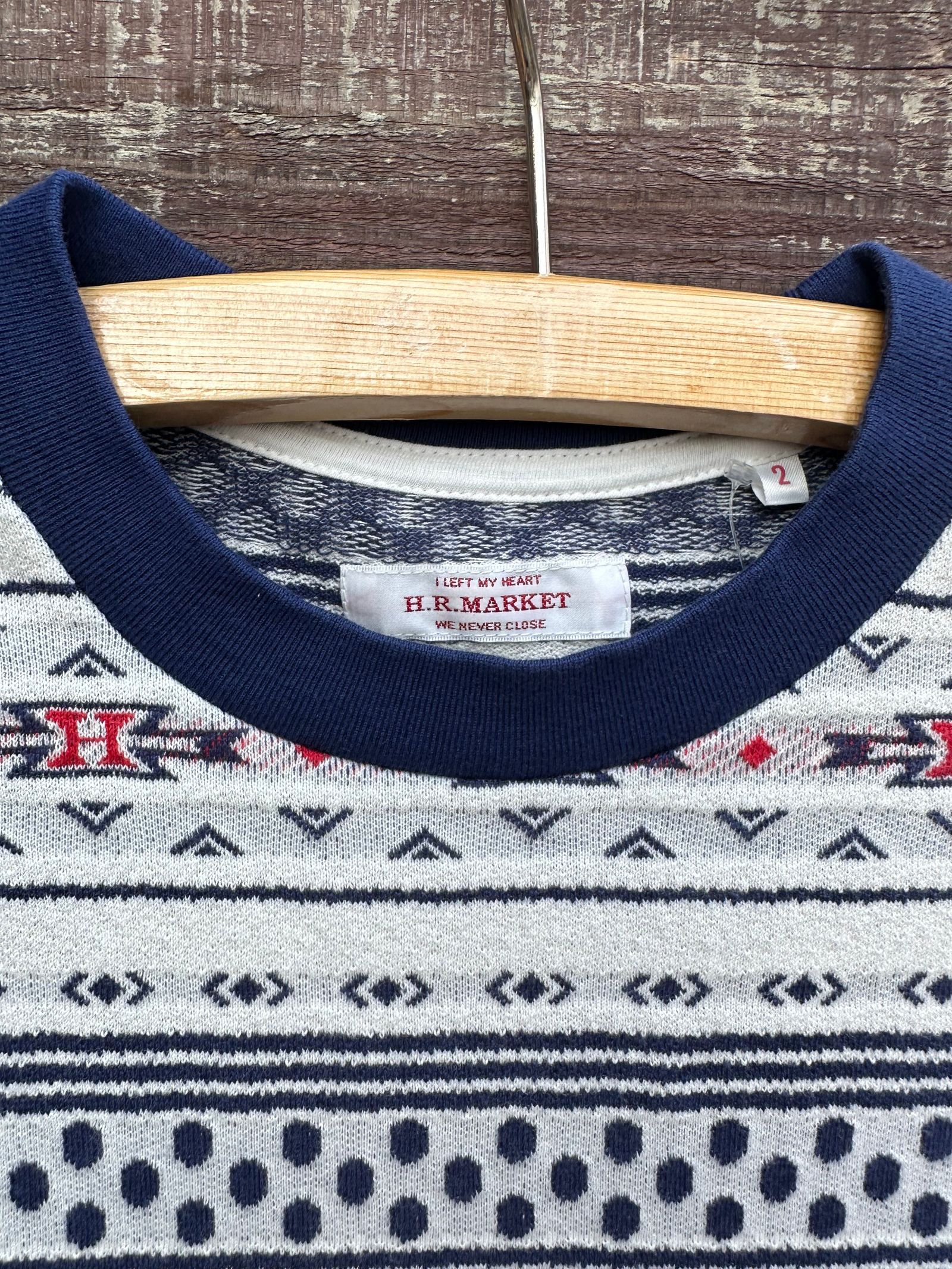 Hネイティブ ドットボーダー ジャガード Tシャツ