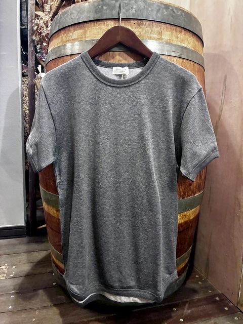 ミニ裏毛半袖リブTシャツ チャコール