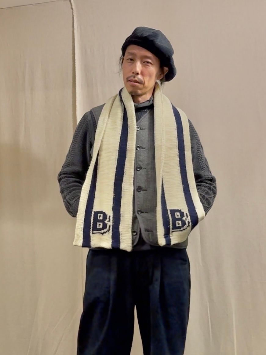 BBストライプリバーシブルマフラー / ナチュラル