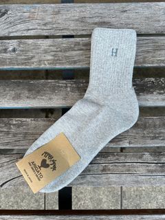 Hエンブロイダリー パイルショート ソックス / H刺繍 / 靴下 / GREY / グレー